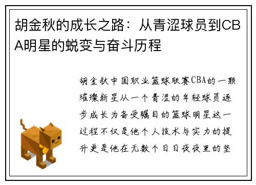 胡金秋的成长之路：从青涩球员到CBA明星的蜕变与奋斗历程